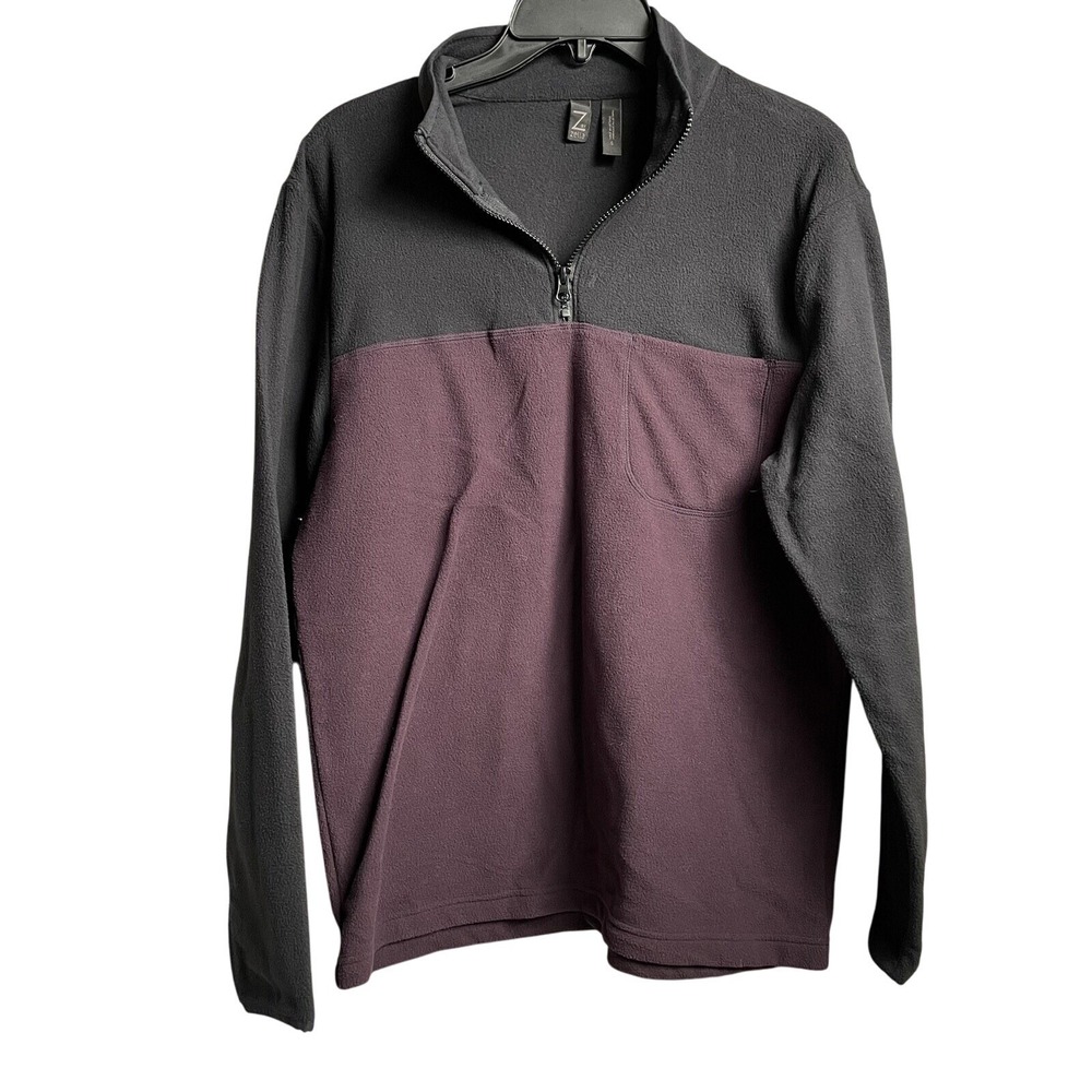 Z By Zella‎ Fleece 1/4 Zip Pullover Top Plum Black Colorblock Size S